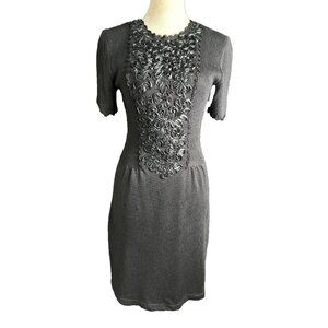Vintage Don Sayers for Wellmore LBD Women's Black Knit Soutache Bodice Dress EUC